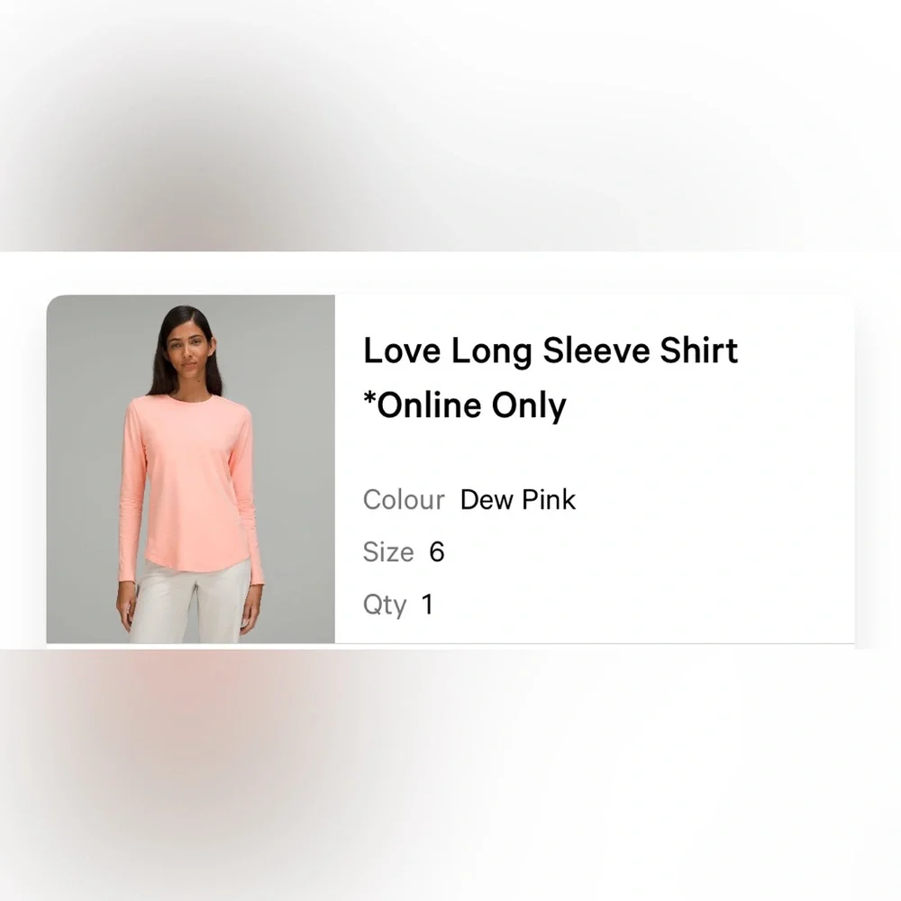 lululemon Love Long Sleeve in Dew Pink - Picture 4 of 4